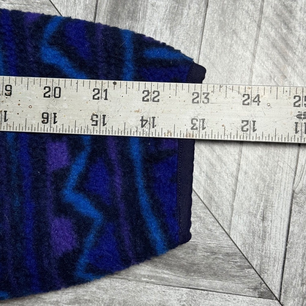 Vintage Geometric Fleece Jacket Blue Purple Abstract Full Zip Mock Neck Large - Picture 7 of 7